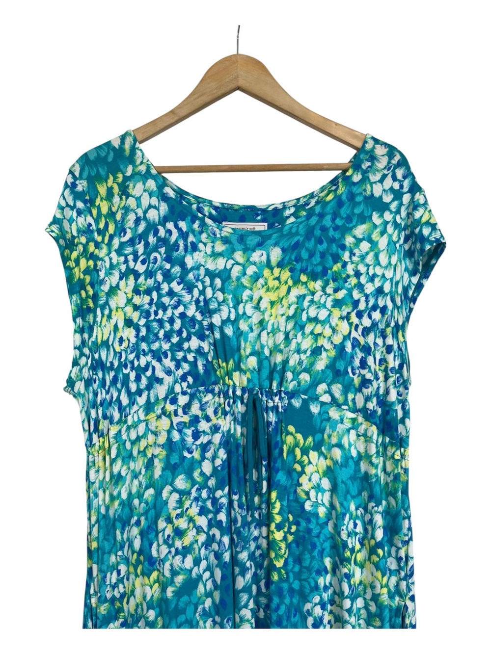 Carole Hochman Heavenly Soft Maxi Loungewear Dress Teal Blue Green Floral PL - Picture 3 of 8
